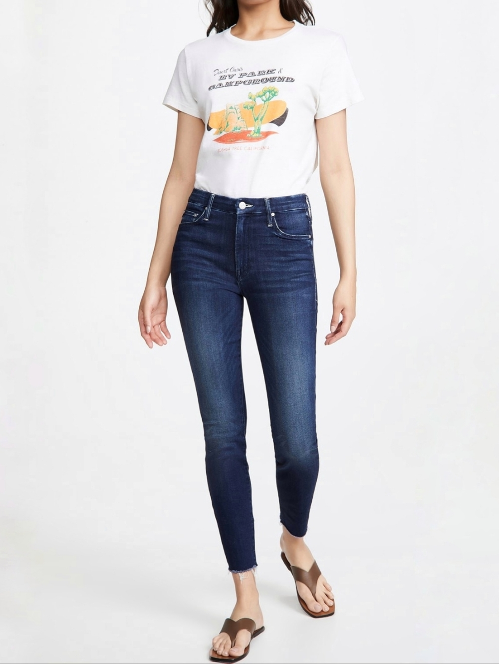 Mother high waisted looker ankle fray skinny jeans tongue and chic women's sz 25